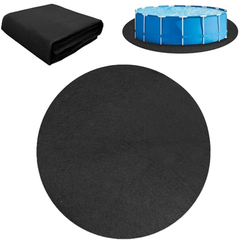 MeYuxg Poolunderlag rund, 370 cm pool markpresenning golvmatta, halkfritt poolunderlag skyddsgolv rund, vikbar utomhus pool golvskyddsmatta för utomhus pool (Ø 370 cm)