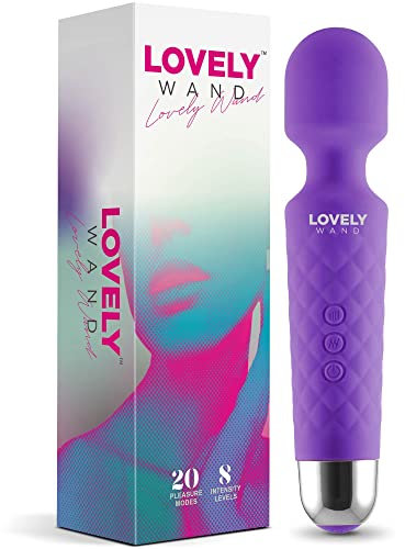 Vibrator by Lovely Wand - Powerful Personal Wand Massager for Women - Water-Resistant, Wireless, Handheld - 20 Vibration Modes & 8 Speeds - Adult Sex Toy, G Spot Stimulation, Dildo, Vibrator (Purple)