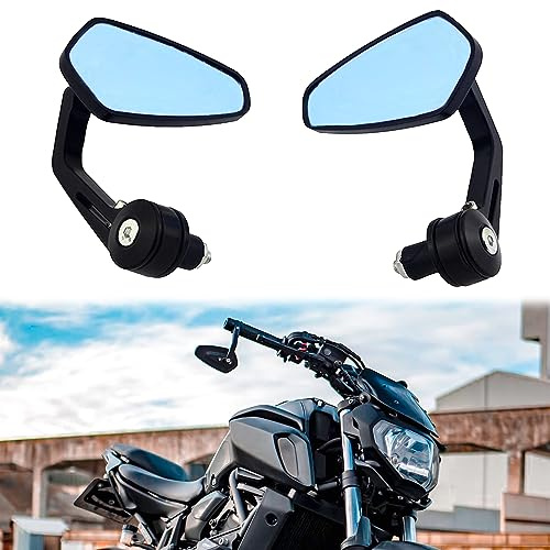 7/8 22 mm Motocicleta Espejos del Extremo del Manillar, Aleación de Aluminio Espejos Laterales para Cruiser Scooter Street Bike (Negro)