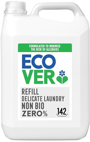 Ecover Zero Non-Bio Laundry Detergent Refill, For Sensitive Skin, Baby Laundry Washing Liquid, 142 Washes, 5L