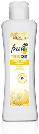 SALERM Yellow Shot-reparerande schampo – Biokera Fresh – 300 ml – Reparerar och skyddar – för glänsande och frizzfritt hår – Sulfat- och parabenfritt schampo