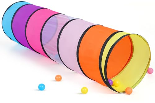 Kids Play Tunnel for Toddlers, 6 Foot Pop Up Crawl Through Tunnel Play Tent for Baby Infant Children or Dog with 2 Mesh Sides, Kids Tunnel Toys or Gift Indoor & Outdoor (Classic Crawling Tunnel)