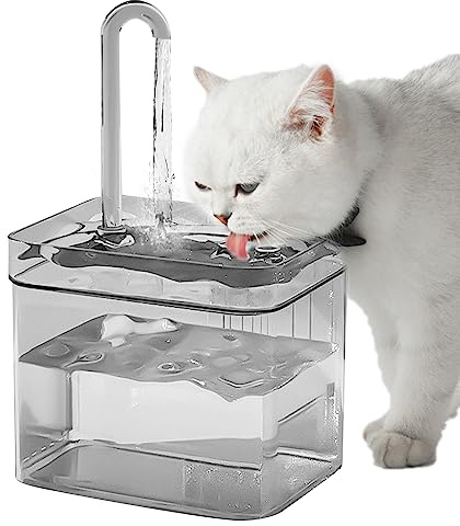 Cat Water Fountain for Drinking, 1.5L Ultra Silent Cat Fountain with 3 Speeds Automatic Pet Water Fountain with Anti-Dry Function for Cats Puppy Indoor Use (Transparent)