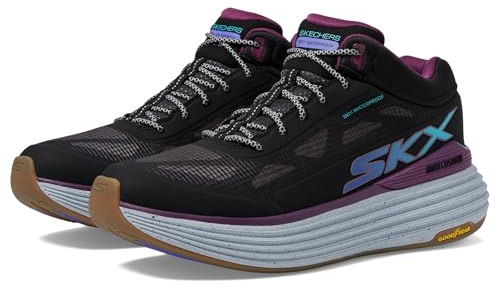 Skechers Max Cushioning Suspension Terrace Women's Waterproof Hiking Shoe, Black/Violet, 5.5 UK