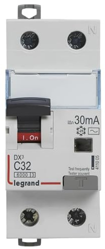 411005 Disjoncteur Différentiel 32a - 30ma - Type Ac - 1p+n - 2 Modules - Neutre à Droite - Auxiliarisable - Legrand