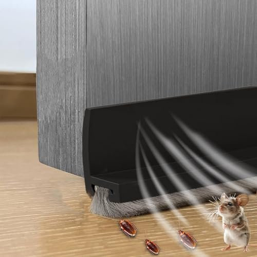 ZZJTPA Junta de cepillo para puerta, cinta de sellado de fondo de puerta de casa autoadhesivo antiinsectos antipolvo insonorizado, silicona (negro)