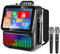 Máquina de karaoke inteligente para adultos, pantalla integrada con pantalla de letras, con 2 micrófonos, luces de DJ, sistema de karaoke profesional