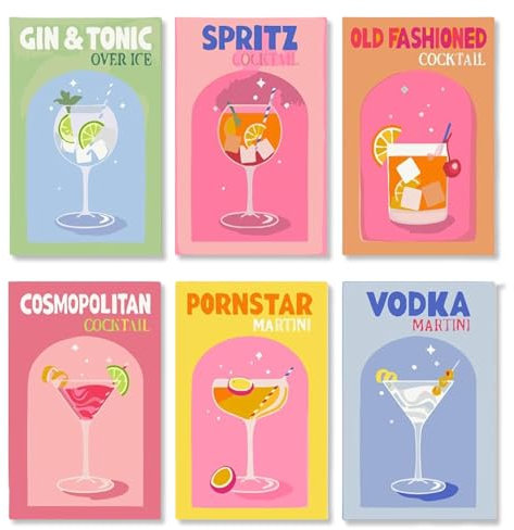 CharmBurst Malen Nach Zahlen Cocktails Set, 6 pièces pour DIY, ensemble de peinture à l'huile peint à la main pour adultes et débutants, avec pinceaux et peintures acryliques, 15 x 20 cm