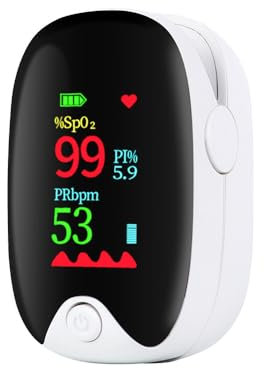 Pulsoximeter für Erwachsene mit Farbdisplay-LCD – Oximeter Finger Sauerstoff Blutsauerstoffmessgerät (SpO2) & Herzfrequenz-Monitor am Finger | 3-5 Sekunden Schnellmessung (weiß)