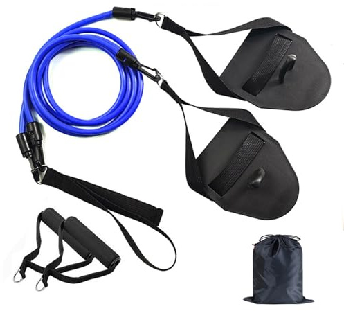 XuQiZZpp Ceinture d'entraînement de natation - Bande de résistance pour bras de natation - Corde de traction avec pagaie à main - Entraîneur de force facile à utiliser