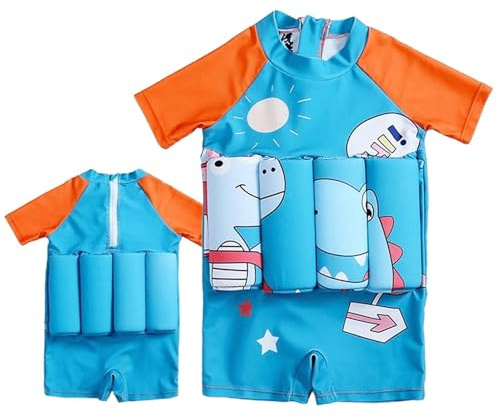 Bañador Flotante Infantil Bañador Flotante Dinosaurio Secado Rápido | Bañador infantil de manga corta para Niños y Niñas Exterior e Interior Playa Deportes Natación Vacaciones Verano