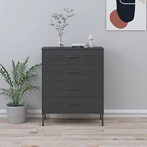 Générique Comò Design Pratico in Acciaio 80 x 35 x 101,5 cm, Armadio Supplementare con Cassetti a Sfere, Livellatori Regolabili per Stoccaggio Organizzato