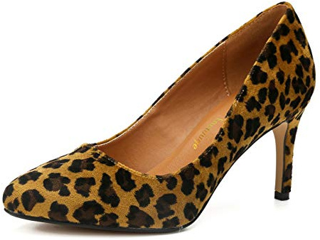 Enelauge Women's Men's Classic Stiletto Pointy Toe High Heel Wedding Dress Pumps Velvet Leopard 46-14 US