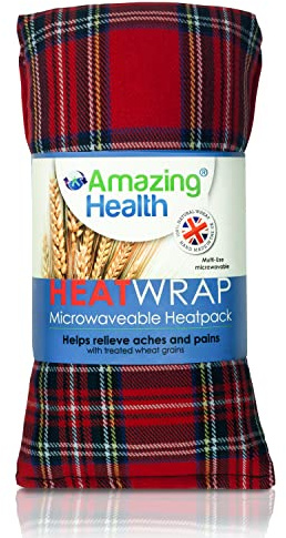 Amazing Health Unscented Red Tartan Hot and Cold Tartan Wheat Bags Microwavable - Heat Pack for Pain Relief, Natural Solution to Pains, Aches and Soreness