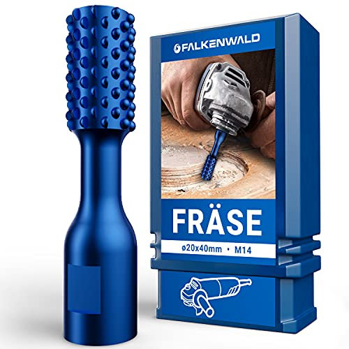 FALKENWALD® Fresa a cilindro, 20 mm, grossa, accessorio per smerigliatrice angolare, accessorio per la lavorazione del legno, disco per smerigliatrice angolare, fresa, fresa a cilindro, raspa legno