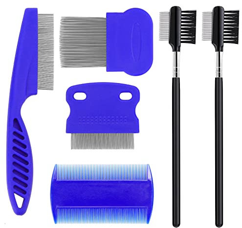 Molain Hundetränenflecken Entfernerkamm, 6 teiliger Flohkamm für Katzen Hunde Augenkamm Bürsten Haustier doppelseitiger Kamm für Kätzchen und Welpen 6 STÜCKE