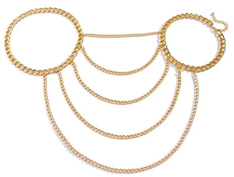 Inateannal Punk Multistrato Corpo Catena Catena D'oro Spalla Collana Stratificata Nappe Spalla Imbracatura Sexy Reggiseno Catena Dichiarazione Spalla Collana Gioielli Per Le Donne