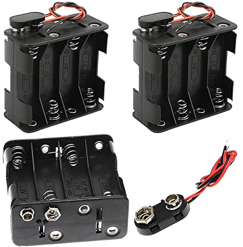 MKBKLLJY 3 set 8 x 1,5 V AA tjock batterihållare 12 V med I-typ trådbunden batteriklämma standardsnäppkontakt batterikit, med ledningssladdar, för gör-det-själv-och DC-utrustning