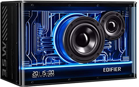 Edifier QD35 Système de Haut-parleurs Bluetooth Compact avec Effets Lumineux RGB, Bluetooth V5.3 et Deux Ports de Chargement Ultra-Rapides. Certifié Hi-Res Audio (Black)