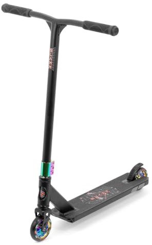 Slamm Classic Neochrome | Complete Stunt Scooter 110 Aluminium Wheels | 11.4 cm Alloy Deck W. Extruded Neck Connector and Cut Out | Beginner Intermediate Friendly Trick Scooter Unique Futuristic