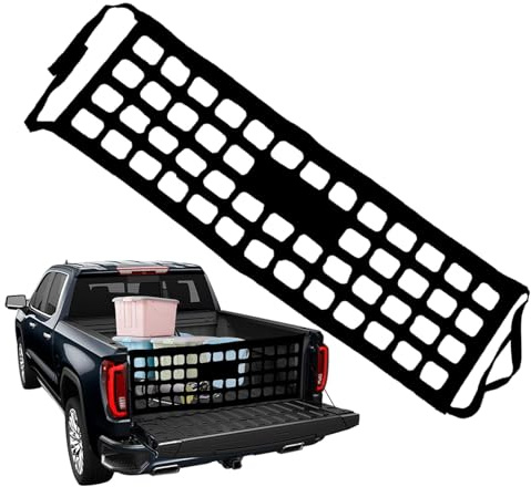 BBTISG Rete da Carico per Cassone di Pickup, 124 * 38cm Universale Cassone di Pickup Rete per Bagagli Pieghevole Rete a Maglia Elastica per SUV, Pickup, Cassone o Bagagliaio (Nero)