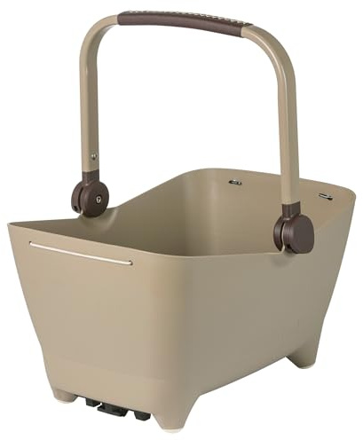 Basil Buddy MIK - Cestino da bicicletta per cani, 32 l, marrone, robusto, con sistema MIK e piastra MIK Carrier, perfetto per il trasporto sicuro di cani