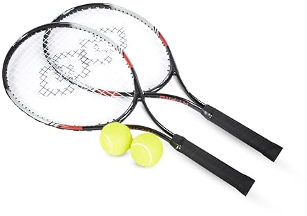 Hy-Pro Tennis-Set – 25 Zoll, 2 Personen, Tennisschläger, Tennisbälle, Aluminium, Leichter Schläger mit Tragetasche & Bällen enthalten, tolle Balance & Grip, tolle Geschenkidee