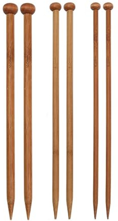 Lot d’Aiguilles a Tricoter en Bambou,6 PCS Aiguilles a Tricot Unique Pointe Aiguilles à Tricoter en Bois pour Débutants et Experts