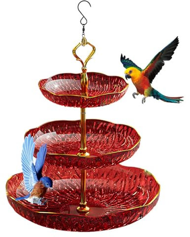 Vogelfutterstation für den Außenbereich, 3 Ebenen, hängender Garten mit Wildtierfutter und Wasserschale, Kolibri-Futterstation, perfekt für Terrassen, Hinterhöfe und Anziehungskraft