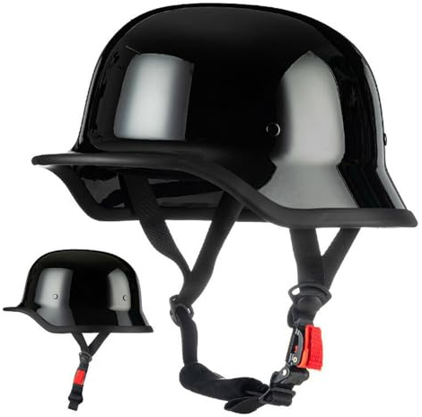 DOT Approved Retro German Style Motorcycle Half Helmet Adult Men Women Vintage Half Shell Open Face Helmet Lightweight Polo Cap Half Face Helmet for Scooter Moped Cruiser Chopper V(B,Medium)