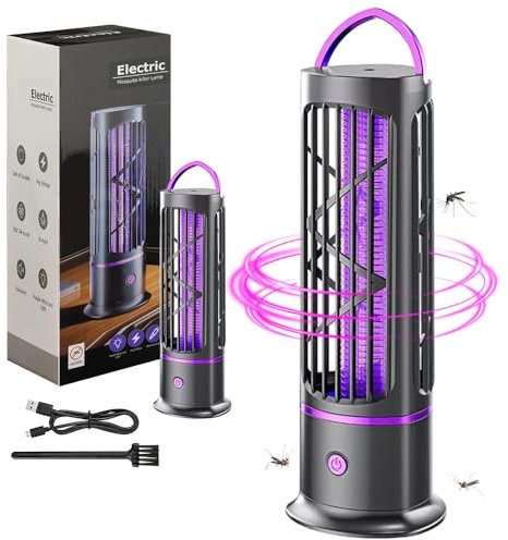 Insektenvernichter Elektrisch,Mückenlampe 29 cm Hoch,Mückenfalle mit UV-Licht und LED-Beleuchtung,Tragbare Insektenvernichter Mückenschutz-Wiederaufladbar,Mücken Killer für Innen-Außenbereich