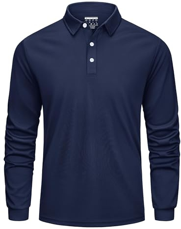 Cavva Poloshirt Hommes Manches Longues Golf Polo Séchage Rapide Chemise