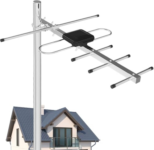 Outdoor Digital TV Aerial – Long Range Yagi Antenna for Freeview – 4K/1080P Support, High Gain DVB-T2 Reception, Waterproof & Rustproof – 8M Coaxial Cable