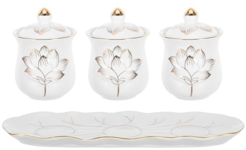 POPETPOP Coupe D’Offrande en Céramique Blanche Motif Lotus Doré Bol D’Eau pour Culte Bouddhiste Calice Compact pour Contemplation et Offrande à la Maison Temple Résistant aux Chocs Bol