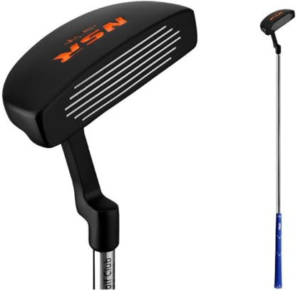 Kids Putters - Mazza da golf per destrorsi, con linea di allineamento, per bambini dai 3 ai 12 anni, impugnatura morbida, con controllo migliorato, colore nero, età 6-8 anni