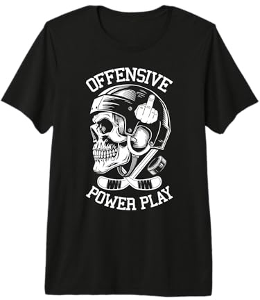 Drôle de Joueur de Hockey sur Glace crâne Grossier Doigt d'honneur offensif T-Shirt Haut de Gamme