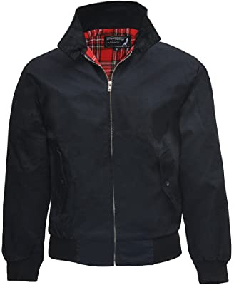 Knightsbridge - Giacca Harrington da Uomo, Stile Retro Scooter, Bomber (Nero/3XL)