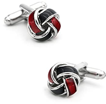 S&W SHLAX&WING Gemelos Nudos Trenzados para Hombre Rojo y Negro