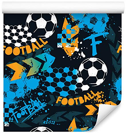 Muralo Självhäftande tapeter rullar fotboll sport barn pojke leka leende rolig barndom grind 1000 x 50 cm tapet för barnrum lekrum