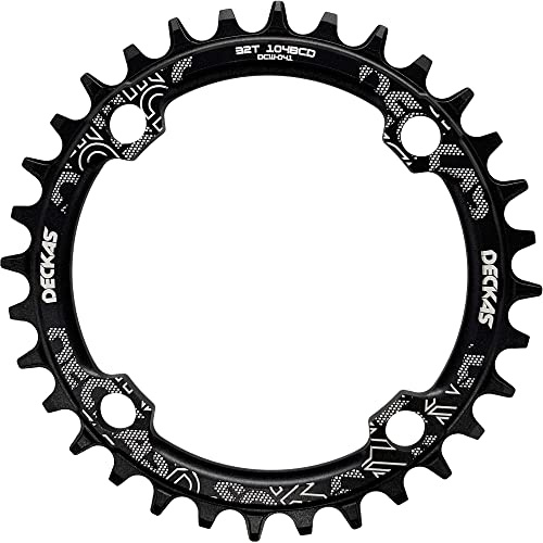 DECKAS Round Oval Chainring 104BCD 32T 34T 36T 38T Narrow Wide Chainring for 6 7 8 9 10 11 12 Speed Chains (Round Black, 32T)