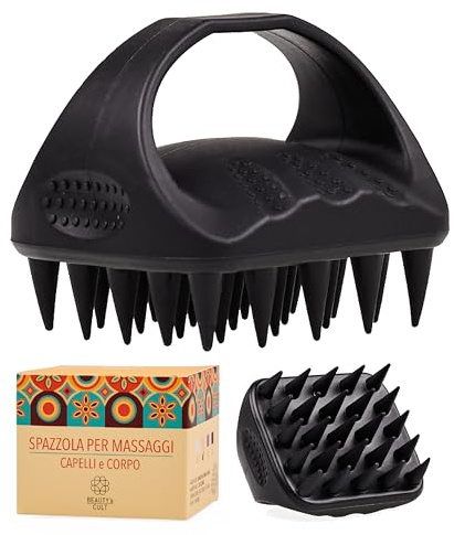 Beauty’s Cult Spazzola Massaggiante Cuoio Capelluto in Silicone Monopezzo – Igienica, Antirottura e Atossica – Stimola la Circolazione e la Crescita dei Capelli – Per Testa e Corpo