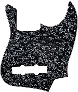 ROZILO J Bass Pickguard Scratch Plate 10 Hole Bass Pickguard for USA/Mexican 4 String Jazz Bass Black Pearl