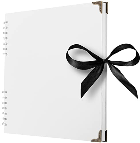 Bstorify Square Scrapbook Photo Albums 70 Pages (25.4 x 25.4 cm) White | Thick Paper, Metal Corners - Ideal for Your Scrapbooking Albums, Art & Craft Projects (White, 25.4 x 25.4 Cm)