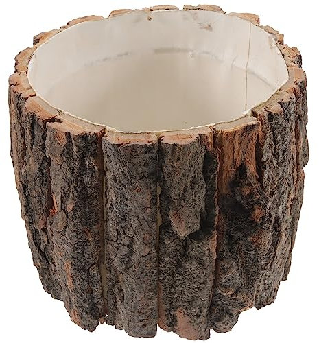 Yardwe Blumentopf aus Rinde Rustikaler Blumentopf Holzrinde Blumentopf Sukkulenten Übertopf für Hause Garten Balkon Dekoration, 17 cm Durchmesser