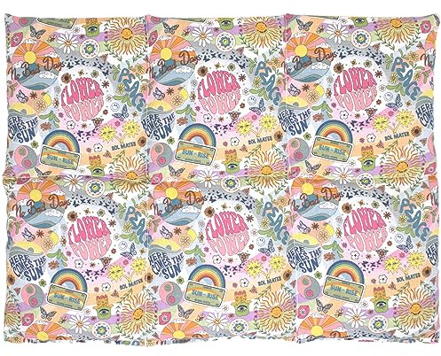 Coussin d'épeautre biologique - Coussin aux grains d'épeautre bio+ coton bio - 40x30 6 compartiments - Flower Power - Coussin thermique - Bouillotte sèche chaude ou froide