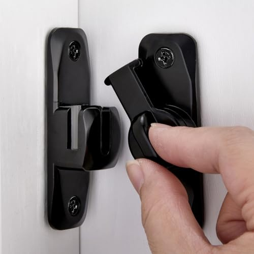 INIRET Barn Door Latches,Black 90/180 Degree Gate Lock,Zinc Alloy Right Angle Door Lock Latch,Flip Gate Latches Hardware,Door Security Sliding Door Latch Lock fo Cabinets,Bathroom,Barn Door