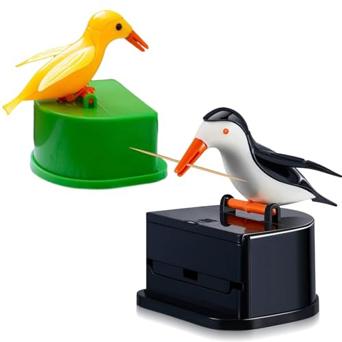 YudeWater 2 Pcs Toothpick Dispensers Bird Shaped, Little bird toothpick dispenser, creative push-type toothpick bird dispenser, Cute Funny Toothpick Box for Kitchen, Bird Shaped toothpick holder