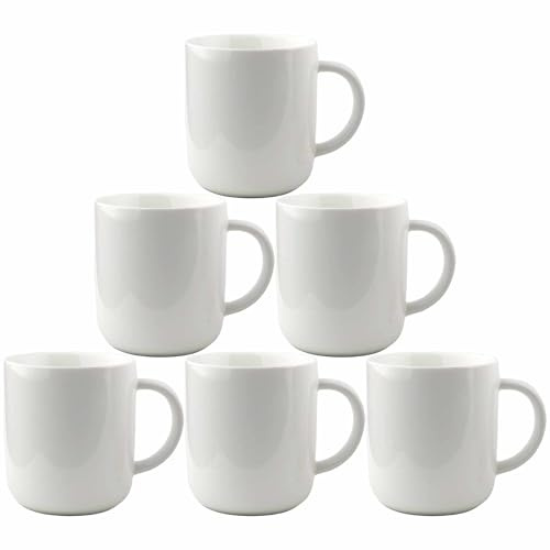 superyes White Coffee Mugs Set of 6 for Latte Cappuccino Cup Ice Cream Hot Chocolate 12oz Solid