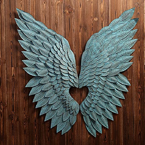 Decorazione Murale LOFT Decorazioni da Parete Natalizie Ali d'Angelo in Metallo Decorazioni da Parete, Sculture in Bassorilievo Blu, Sculture Murali Realistiche in Stile Vintage 3D-Set da 2 Pezzi