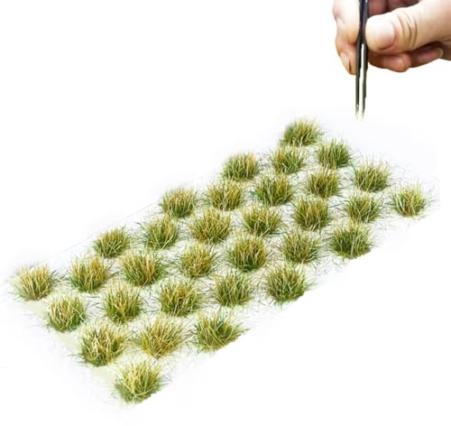RHQFDM 32 PCS fabricación Modelos Hierba mechones Hierba estática mechones decoración en Miniatura para el Tren Bricolaje Paisaje césped Artificial césped en Miniatura decoración(Hierba de Invierno)
